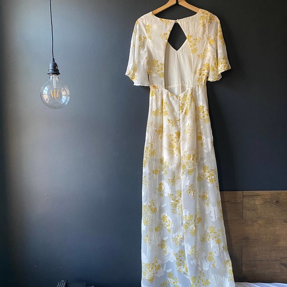 4SI3NNA Luna White and Yellow Floral Print Maxi Romper Small - Picture 12 of 16